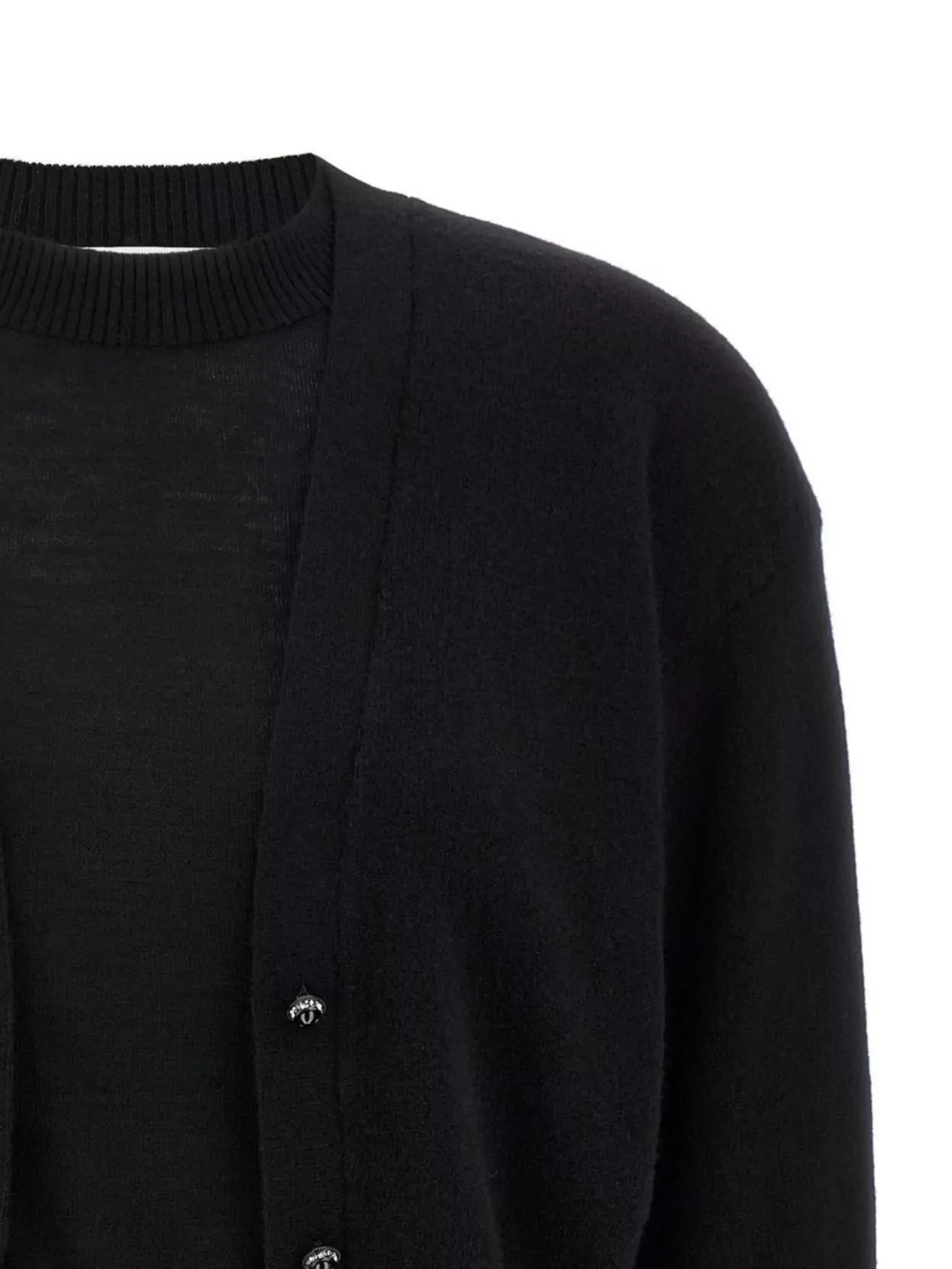 Rabanne Illusion Knit Cardigan Sweater In Black