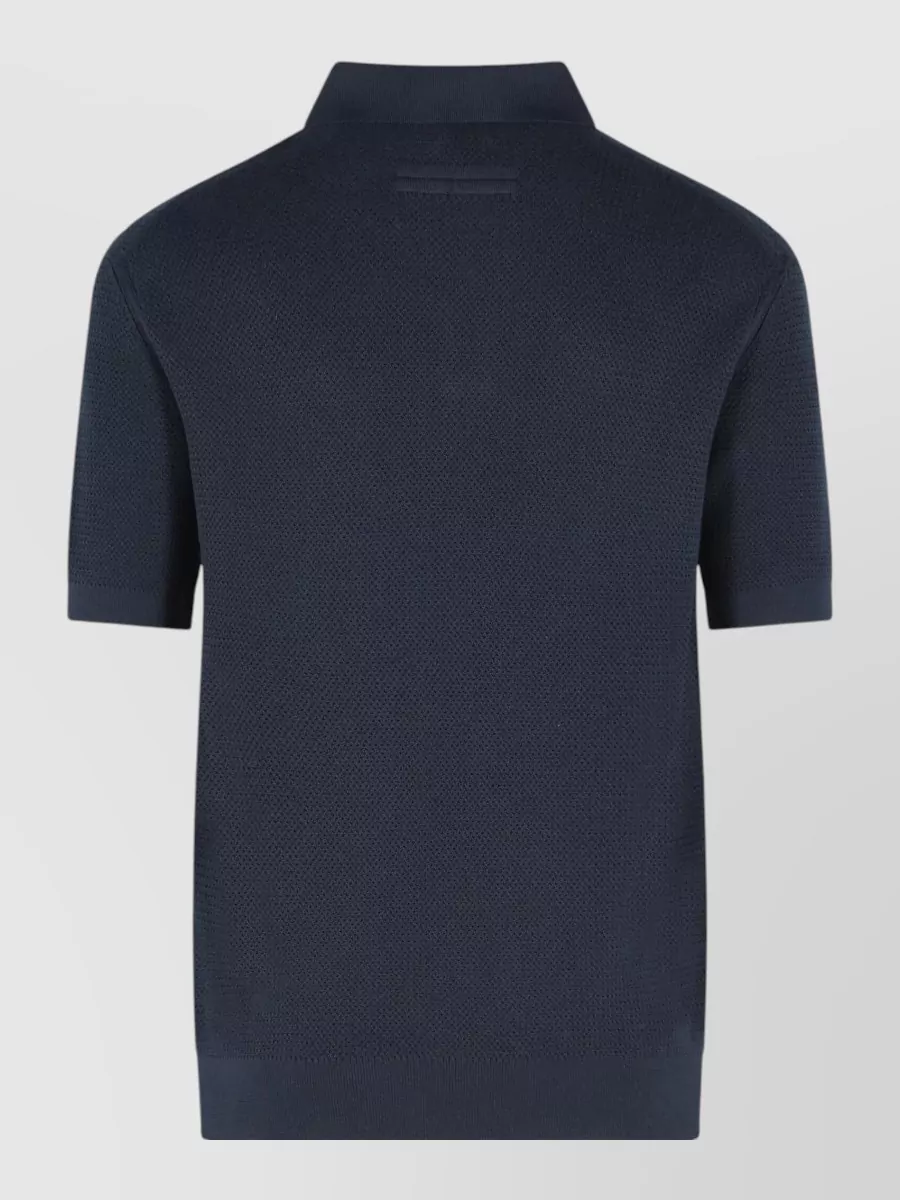 Zegna Jacquard Knit Short Sleeve Polo Shirt
