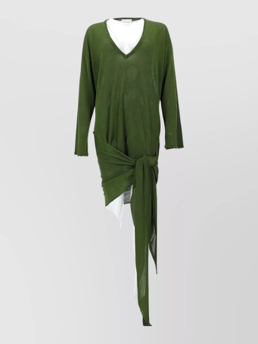 The Attico Ribbed viscose draped mini dress
