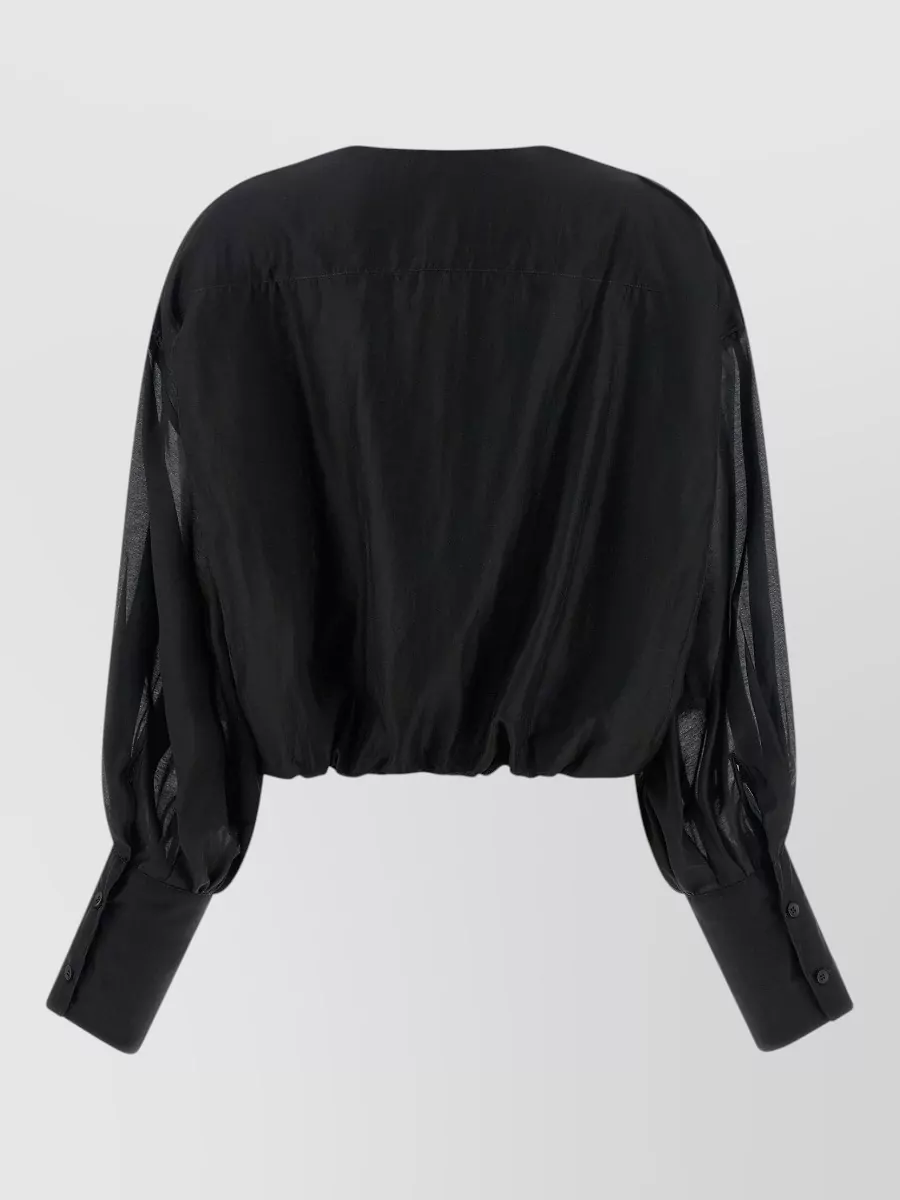 Thelatest Paneled Long-Sleeve Blouse