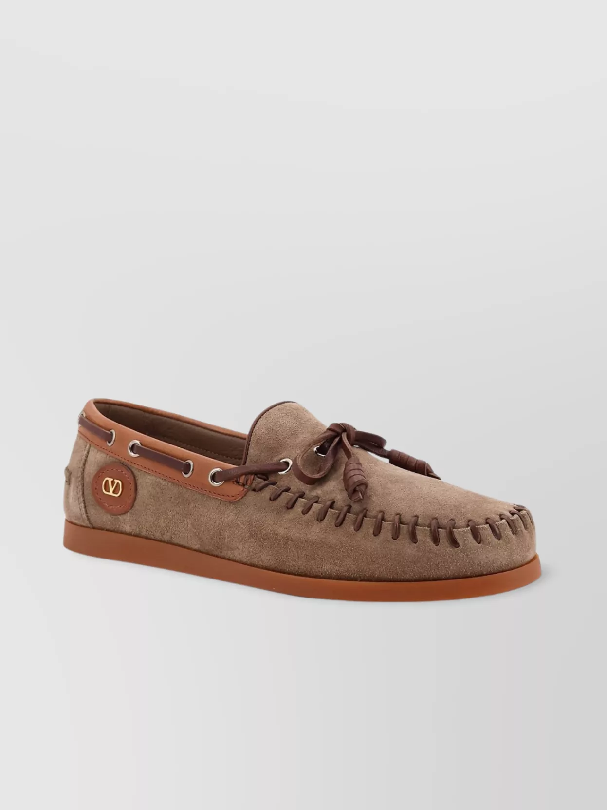 Valentino Palm Avenue Suede And Leather Loafers In Brown