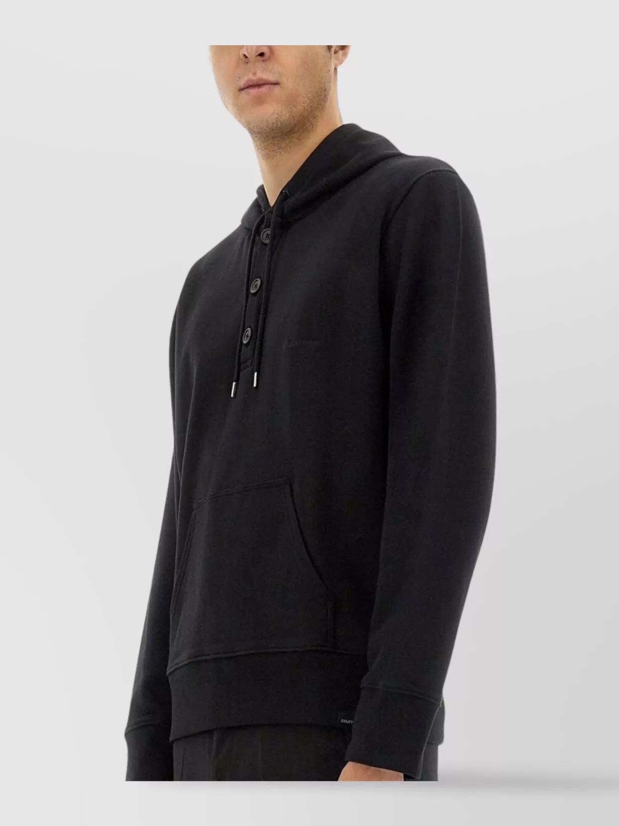Courrèges Hooded Sweater With Front Pocket And Button Detail