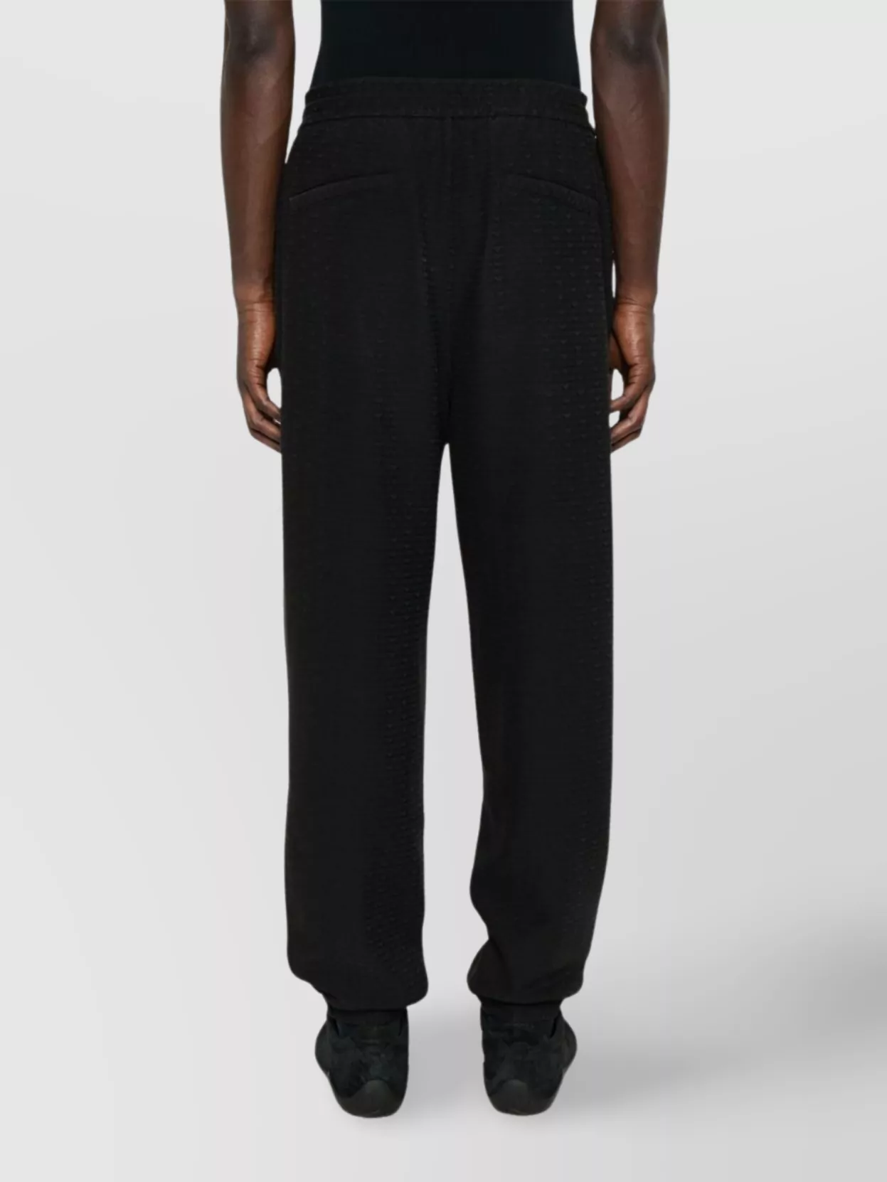 Emporio Armani Logo Print Textured Fabric Sweatpants