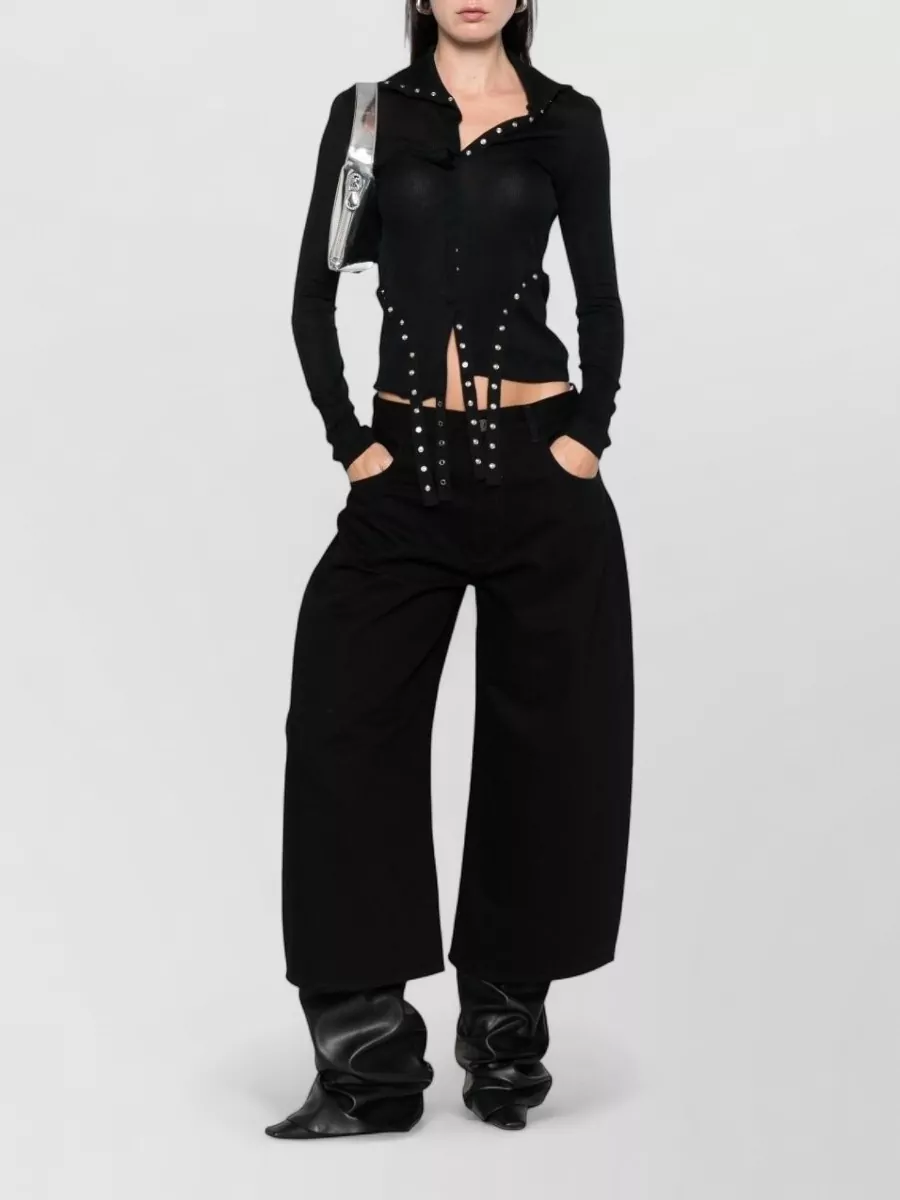 Attico Wide-leg Denim Cotton Trousers In Black