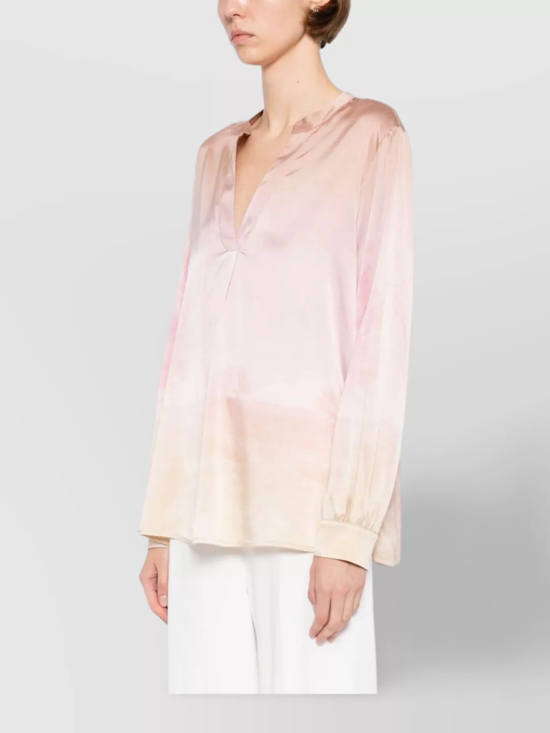 Pierre Louise Mascia Landscape Print Long Sleeve V-Neck Top