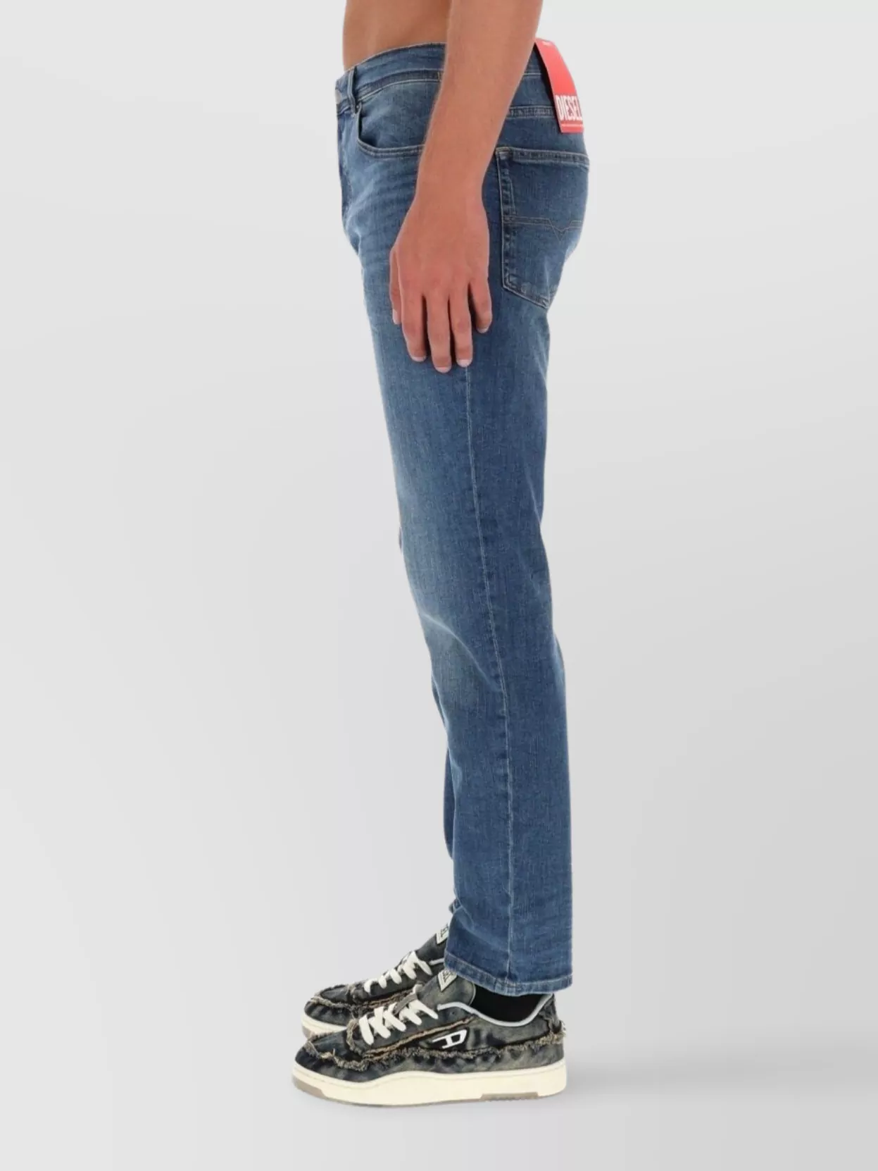Diesel Faded Denim Pants With Belt Loops And Pockets
