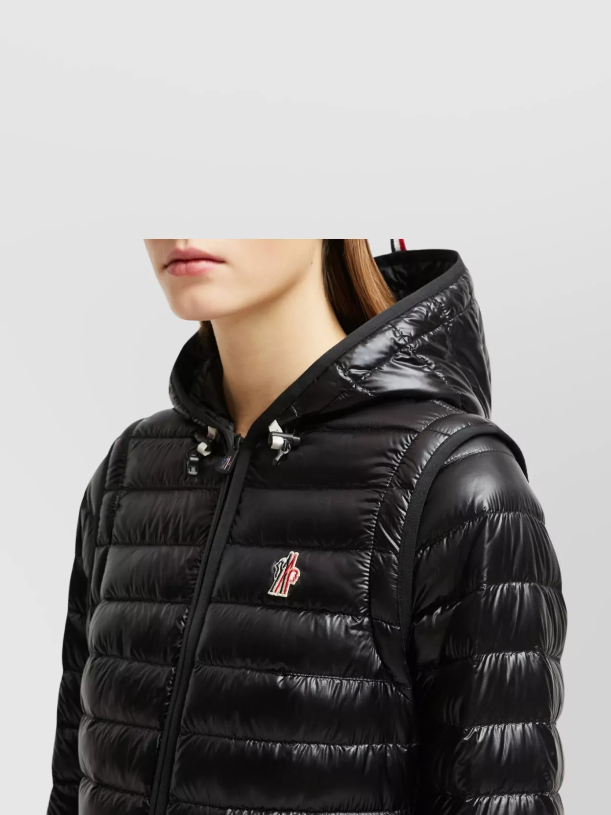 Shop Moncler Karura Detachable Sleeve Down Jacket