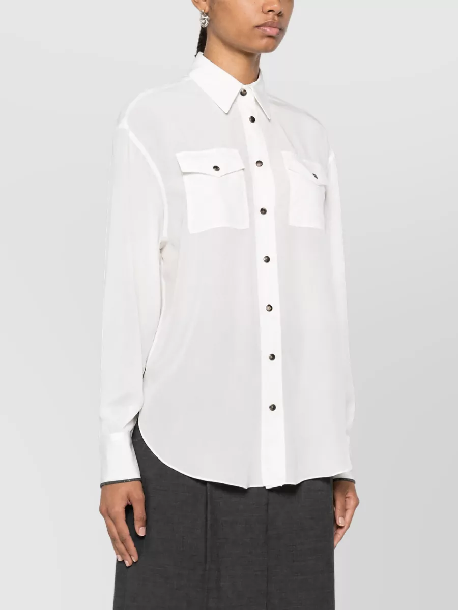 Brunello Cucinelli Silk Long Sleeve Shirt