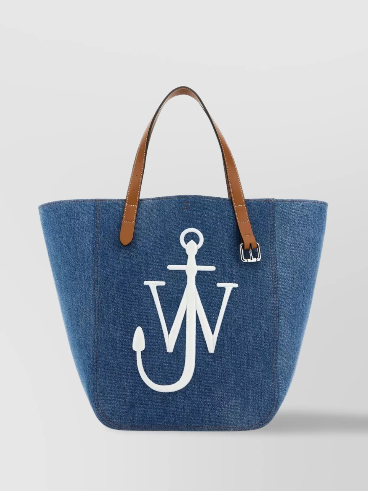 Shop Jw Anderson Leather Handles Denim Tote Bag In Blue
