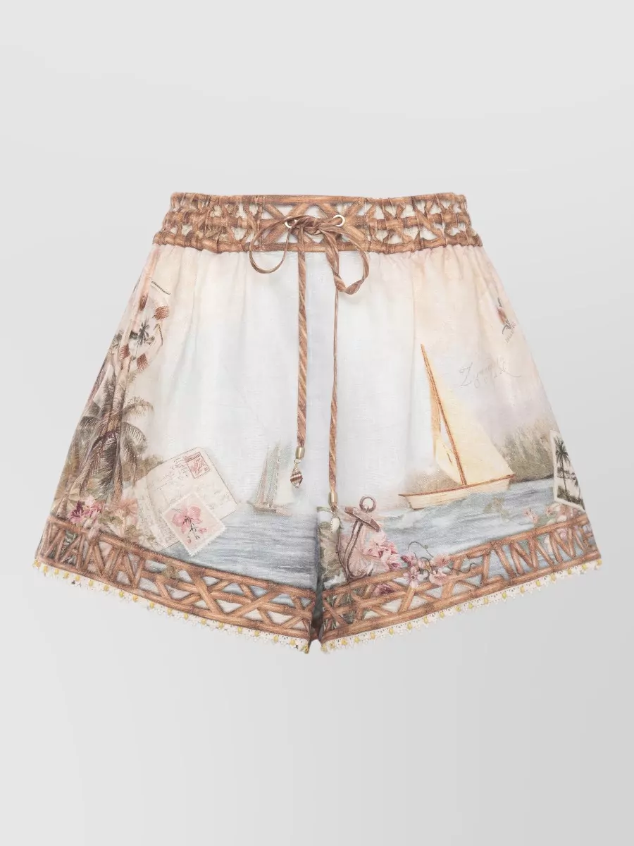 Zimmermann Linen printed cropped shorts
