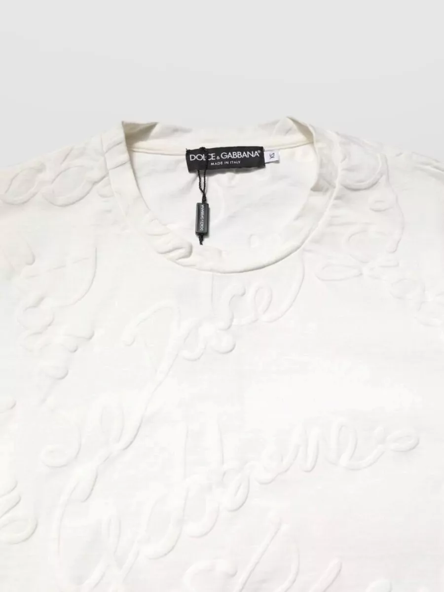 Dolce&Gabbana Logo Embossed Cotton Crew Neck T-Shirt