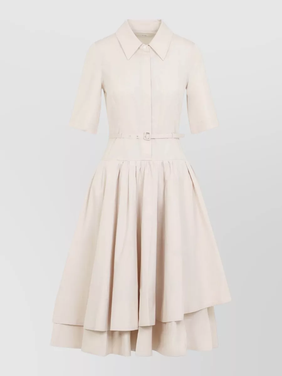 Co Cotton Belted Short-Sleeve Midi Dress
