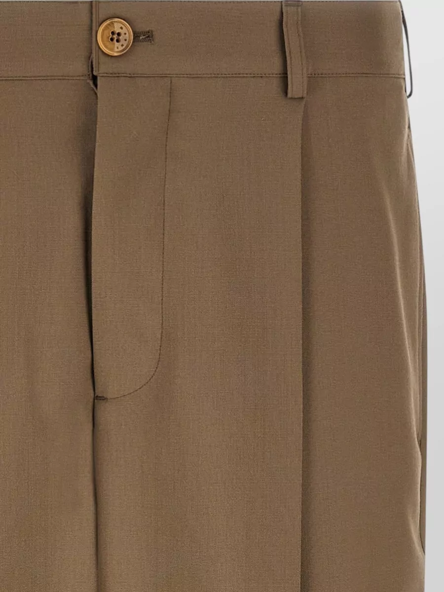 Marni Wool Trousers Belt Loops Pleats Cuffed Hem