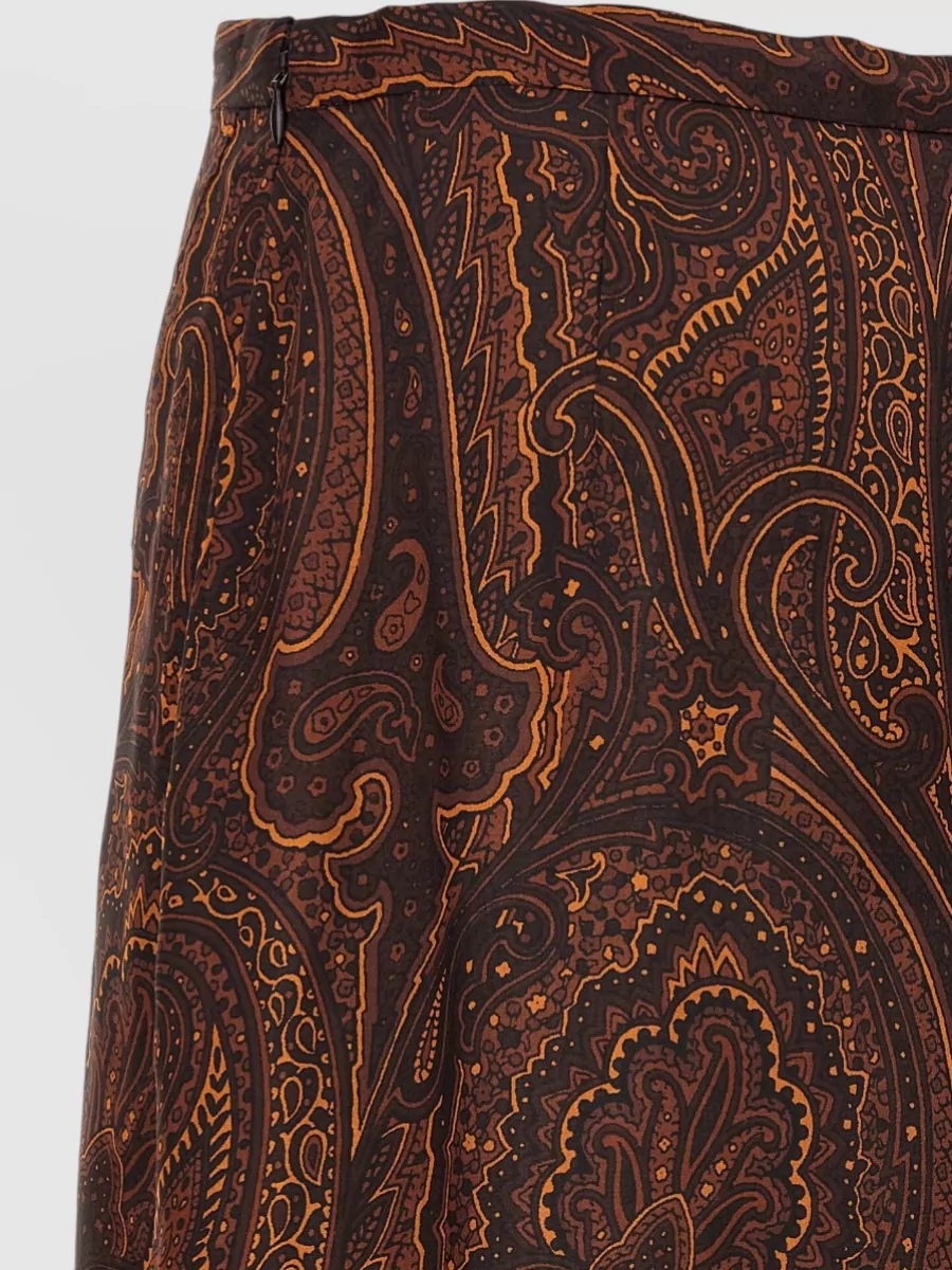 Etro Silk Paisley Print Asymmetric Ruffled Maxi Skirt