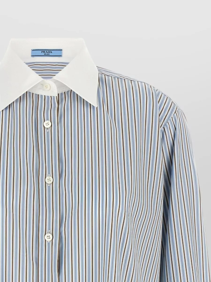 Prada Striped Cotton Poplin Shirt