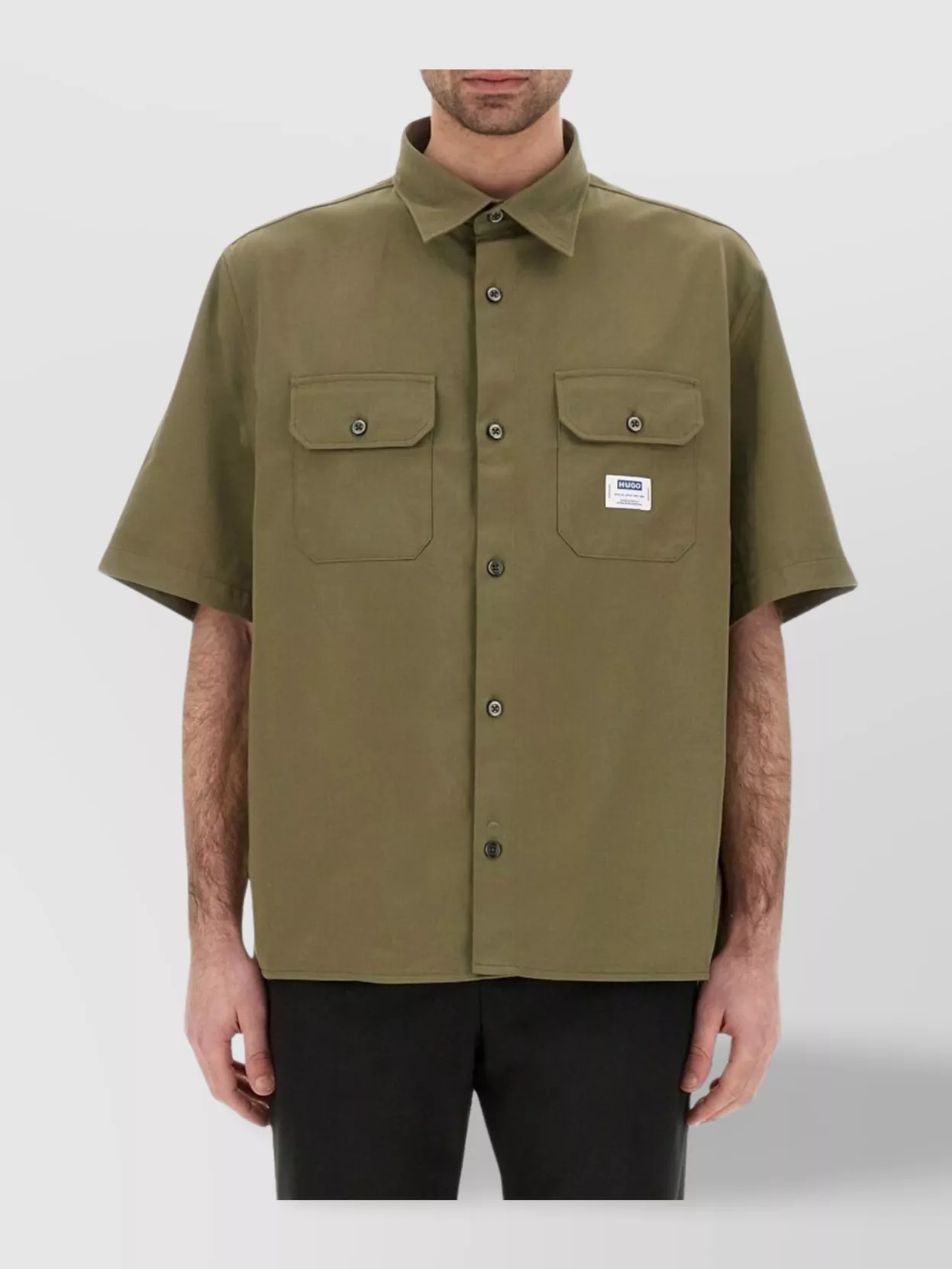 Hugo Boss Loose-fit Shirt In Cotton Twill With Logo Patch