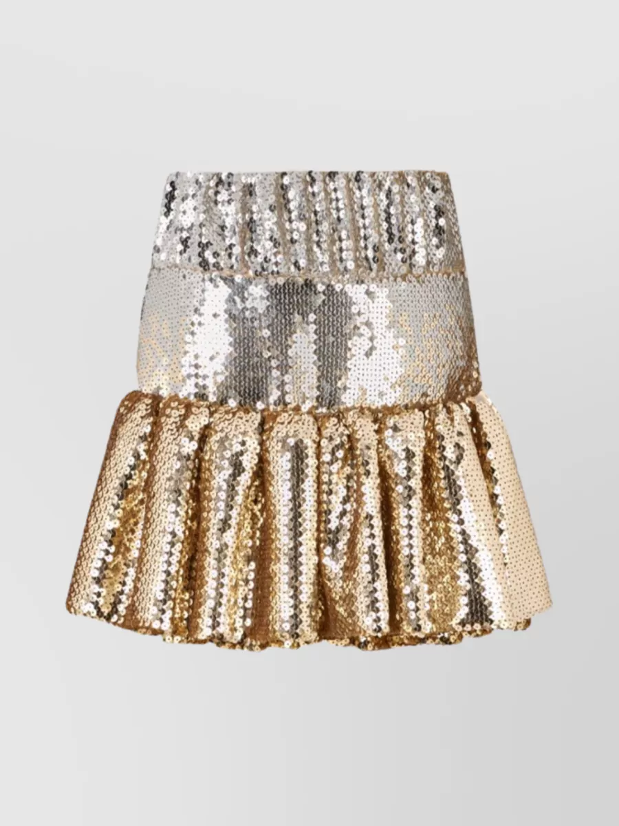 Shop Paco Rabanne Shimmering Layered Sequin Miniskirt In Cream