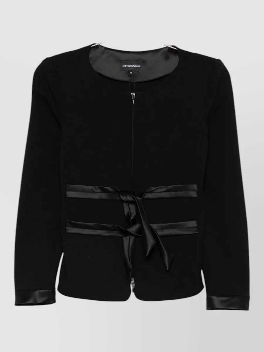 Emporio Armani Collarless bow-detail jacket