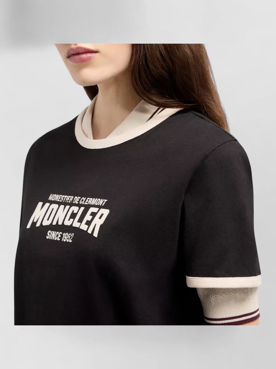 Moncler Printed Cotton Crew Neck T-Shirt