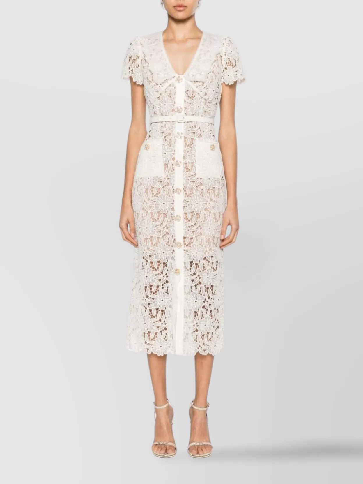 Self-Portrait Floral Lace Midi Dress