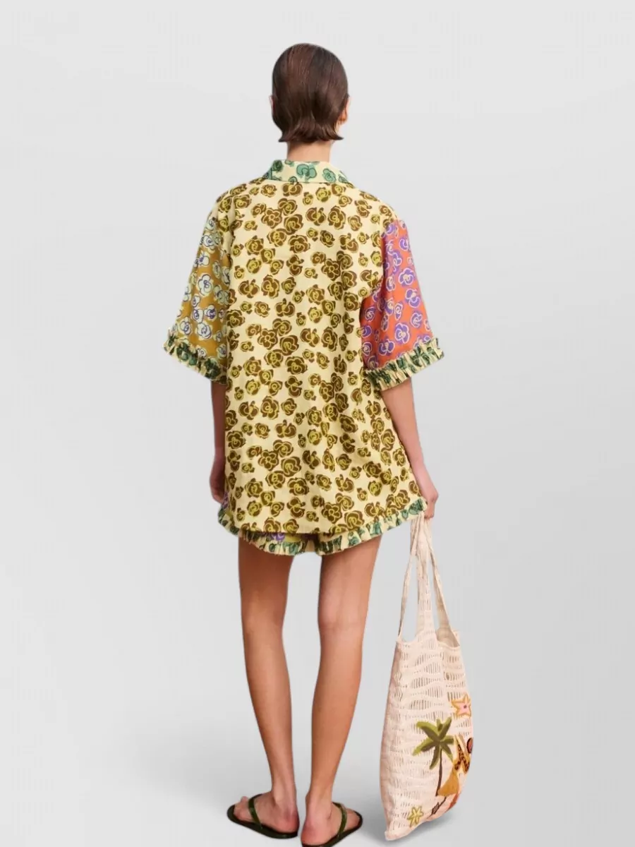 Alémais Ruffled Hemp Beach Shorts