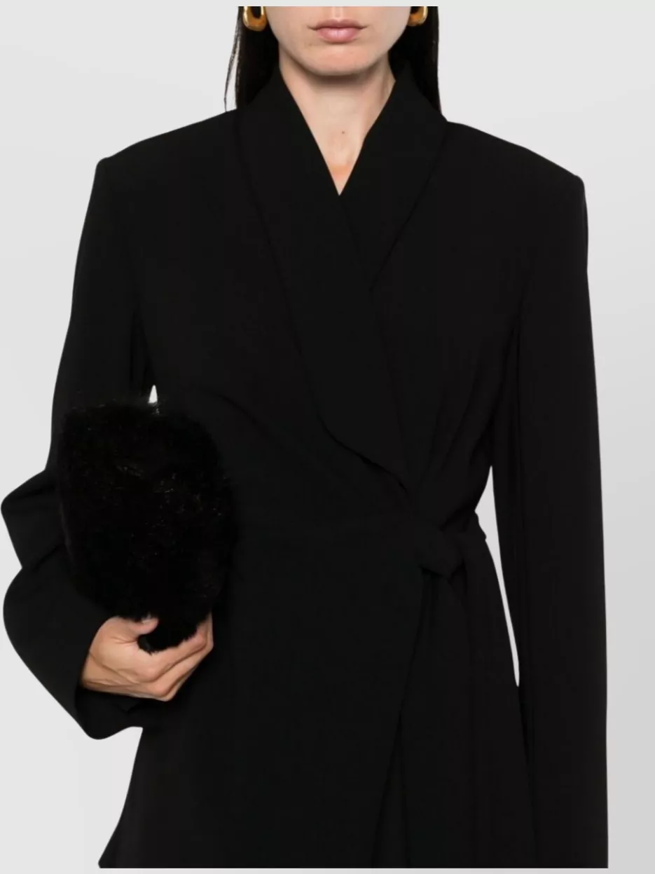 Max Mara Asymmetric Wrap Jacket Buttoned Cuffs