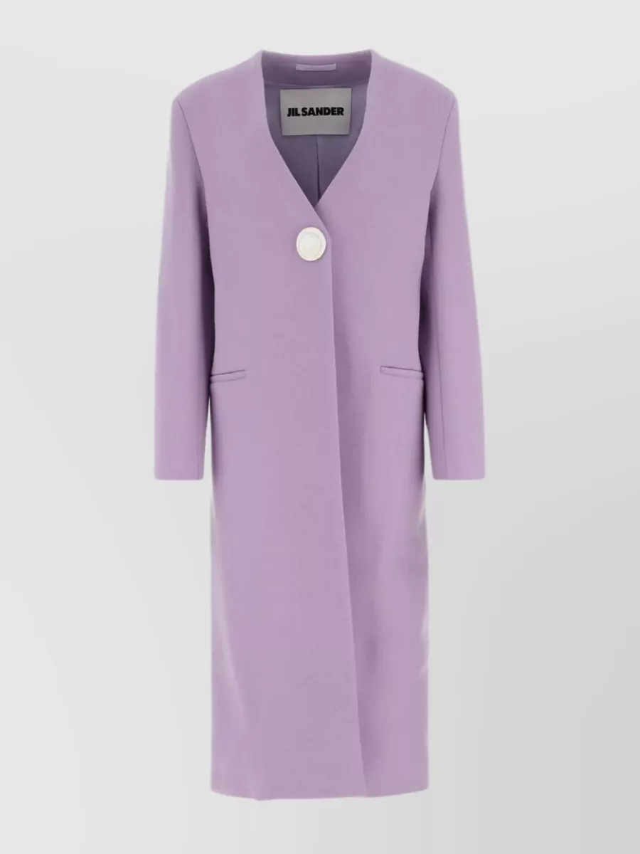 Shop Jil Sander Back Slit V-neck Cashmere Coat In Purple