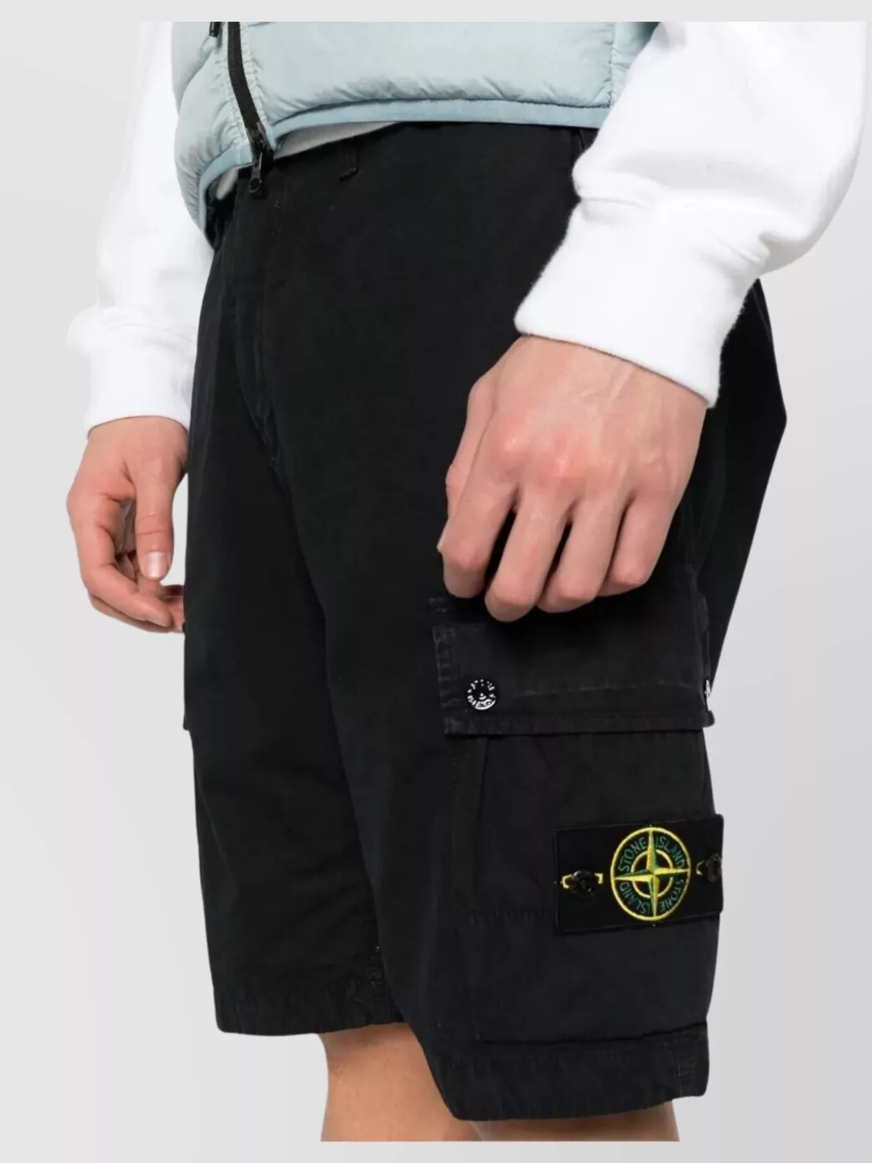 Stone Island Aged Cotton Cargo Bermuda Shorts