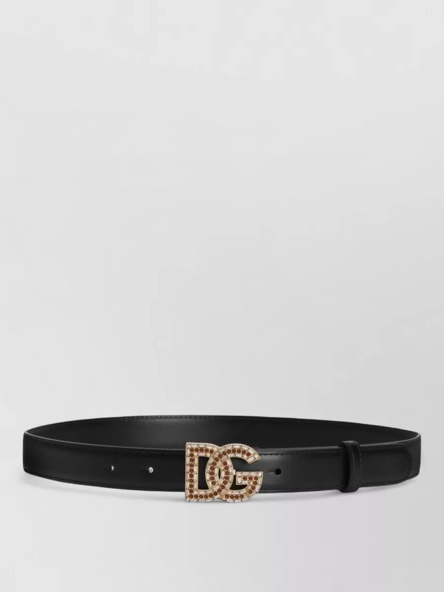 Dolce & Gabbana Adjustable Belt Gold Tone Hardware Loop In Black