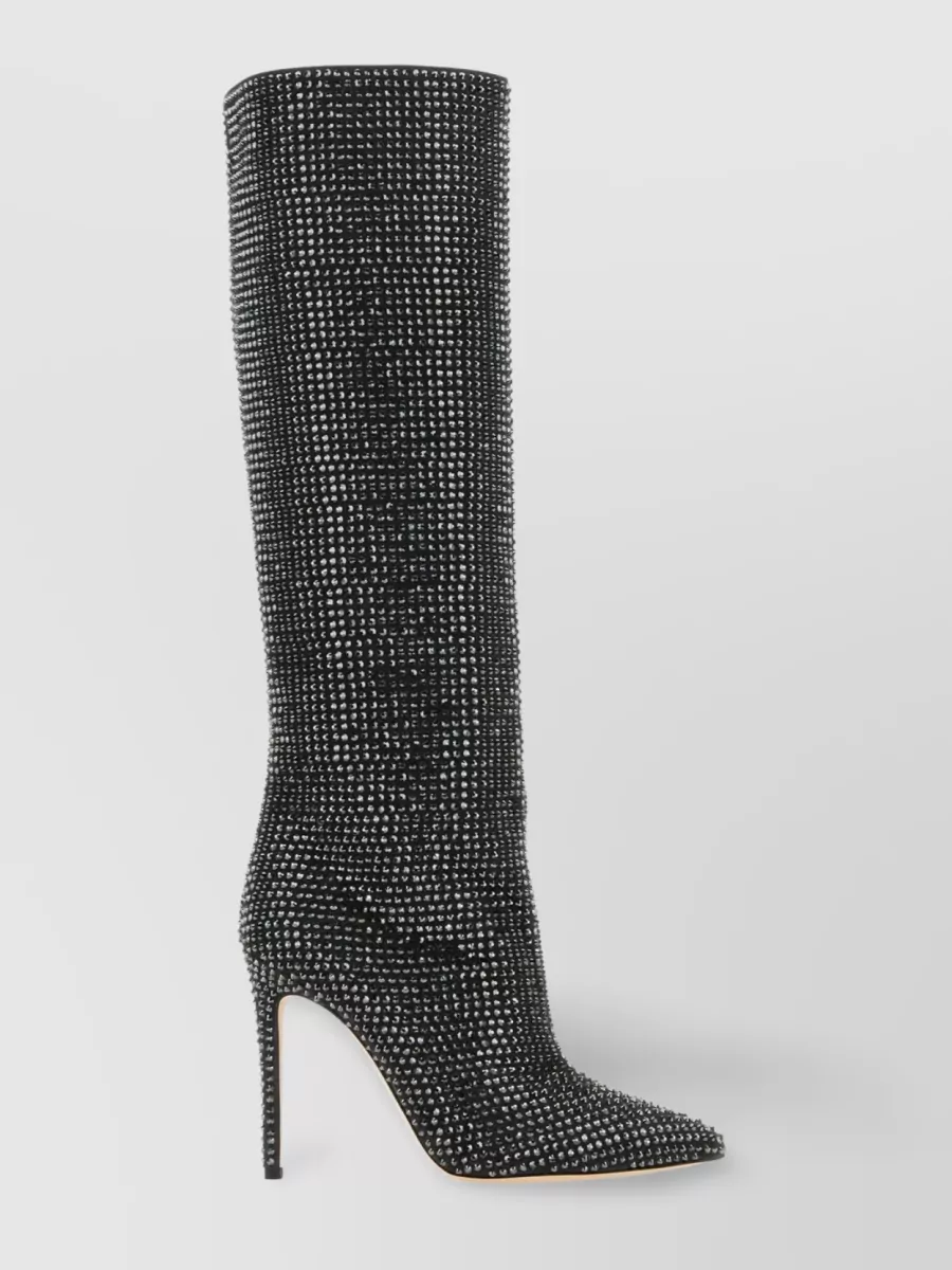 Shop Paris Texas Holly Embellished Suede Boots In Black