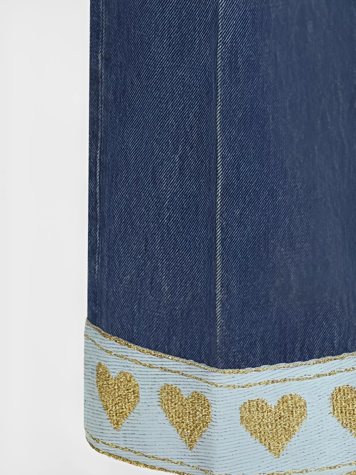Valentino Heart Court Straight Jeans With Embroidered Hem