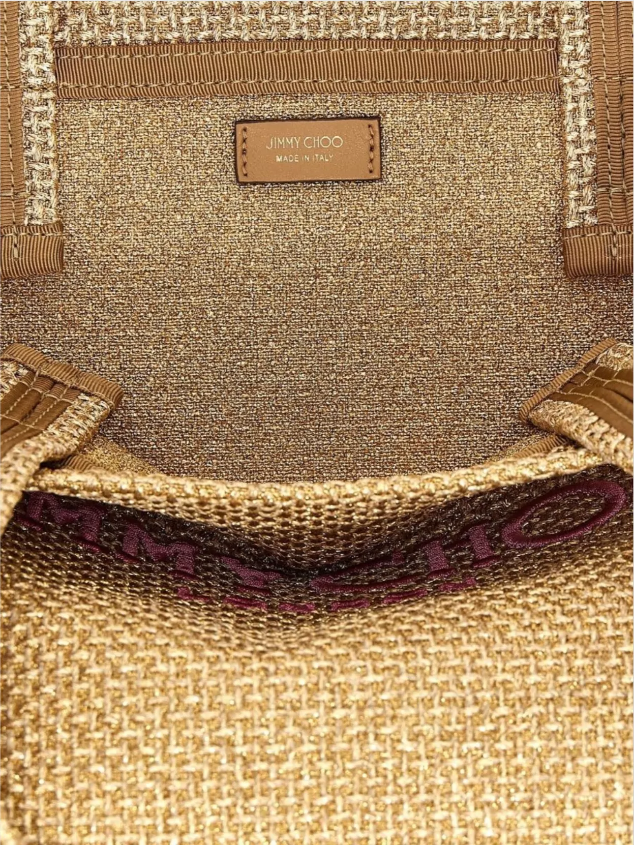 Jimmy Choo Gold Rafia Mini Beach Shopping Bag