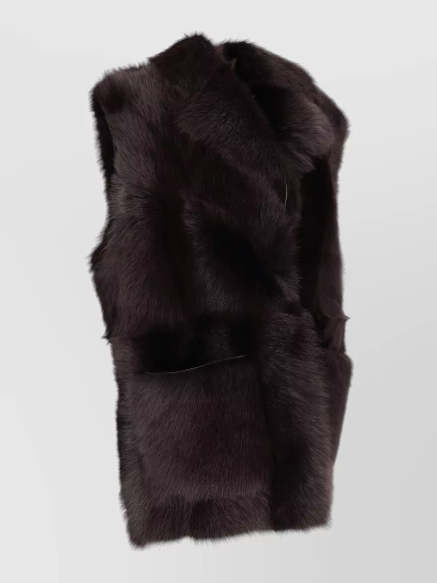 La Rose Faux Fur Long Gilet