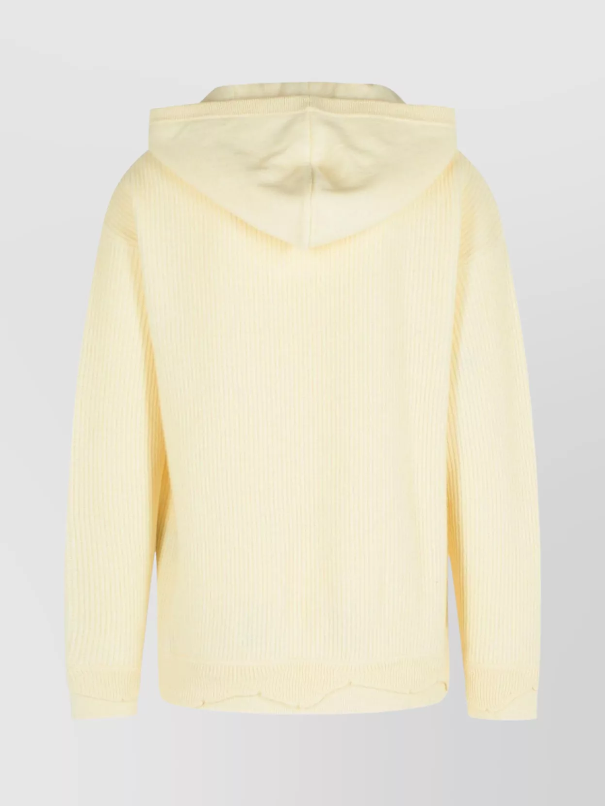 Laneus Hooded V Neck Long Sleeve Knit Sweater In Yellow