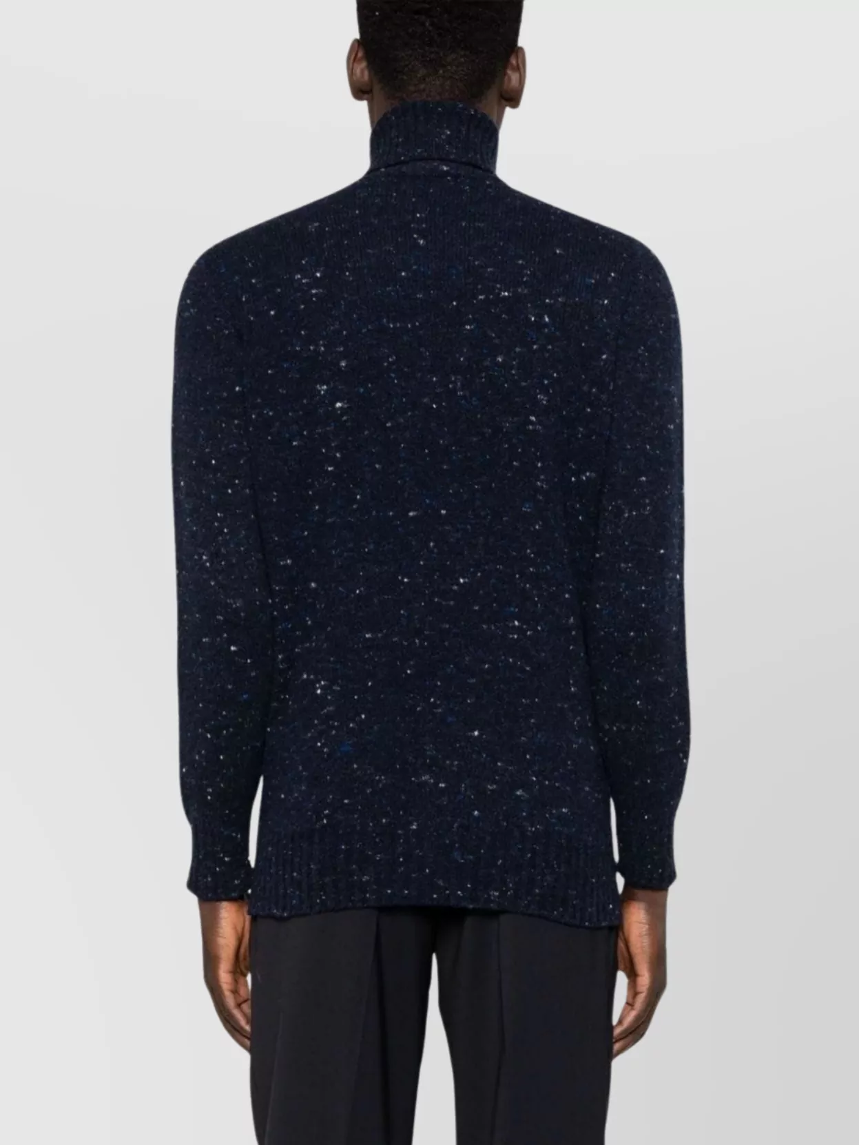 Drumohr Speckle Knit Turtleneck Sweater With Ribbed Cuffs