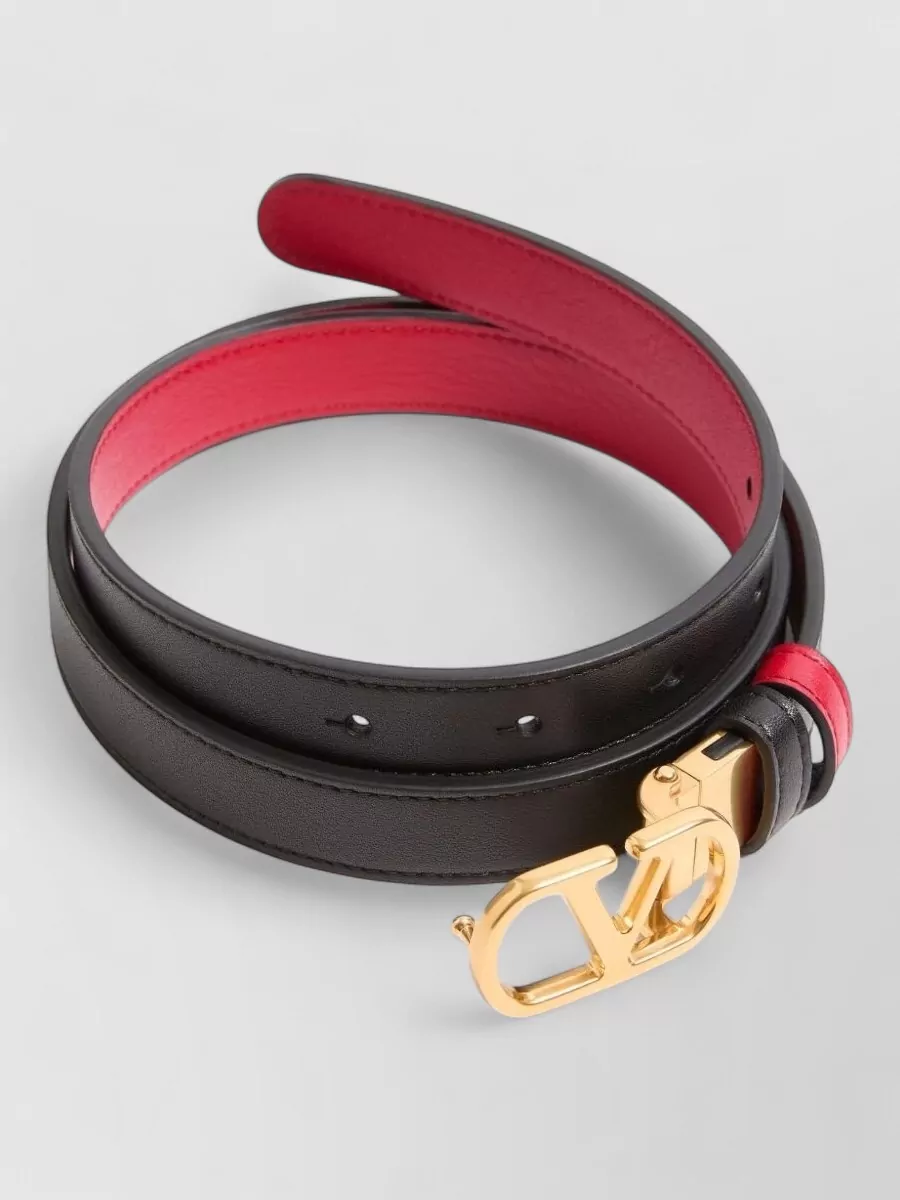 Valentino Garavani Vlogo Signature Leather Belt Reversible