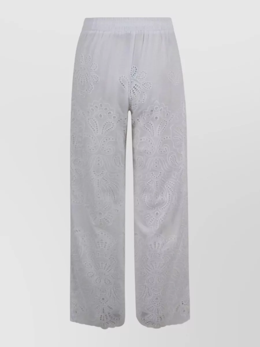Ermanno Firenze Embroidered cotton wide-leg trousers