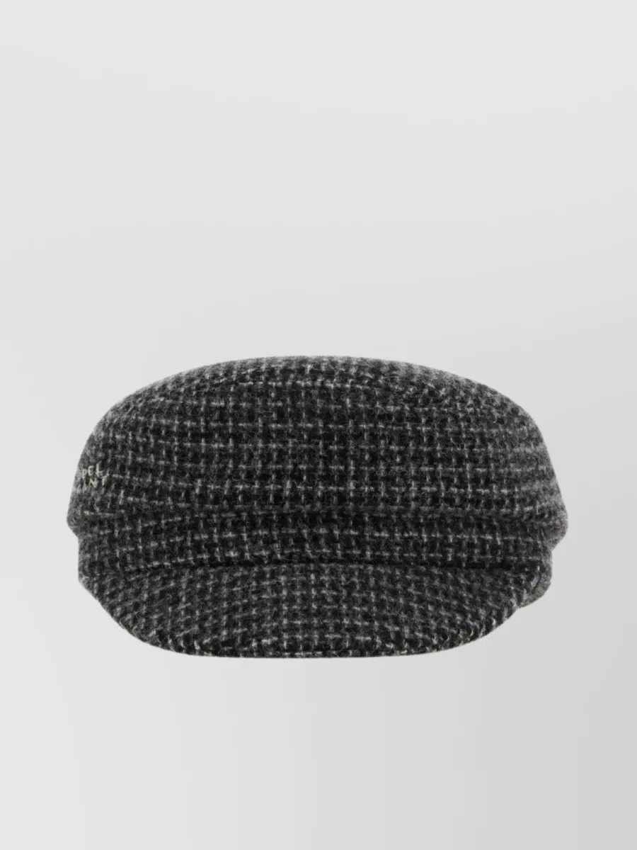 Shop Isabel Marant Wool Evie Baker Boy Hat With Embroidered Detail In Black