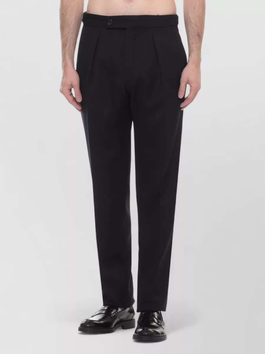 Incotex Wool Trousers Belt Loops Pleats Welt Pockets