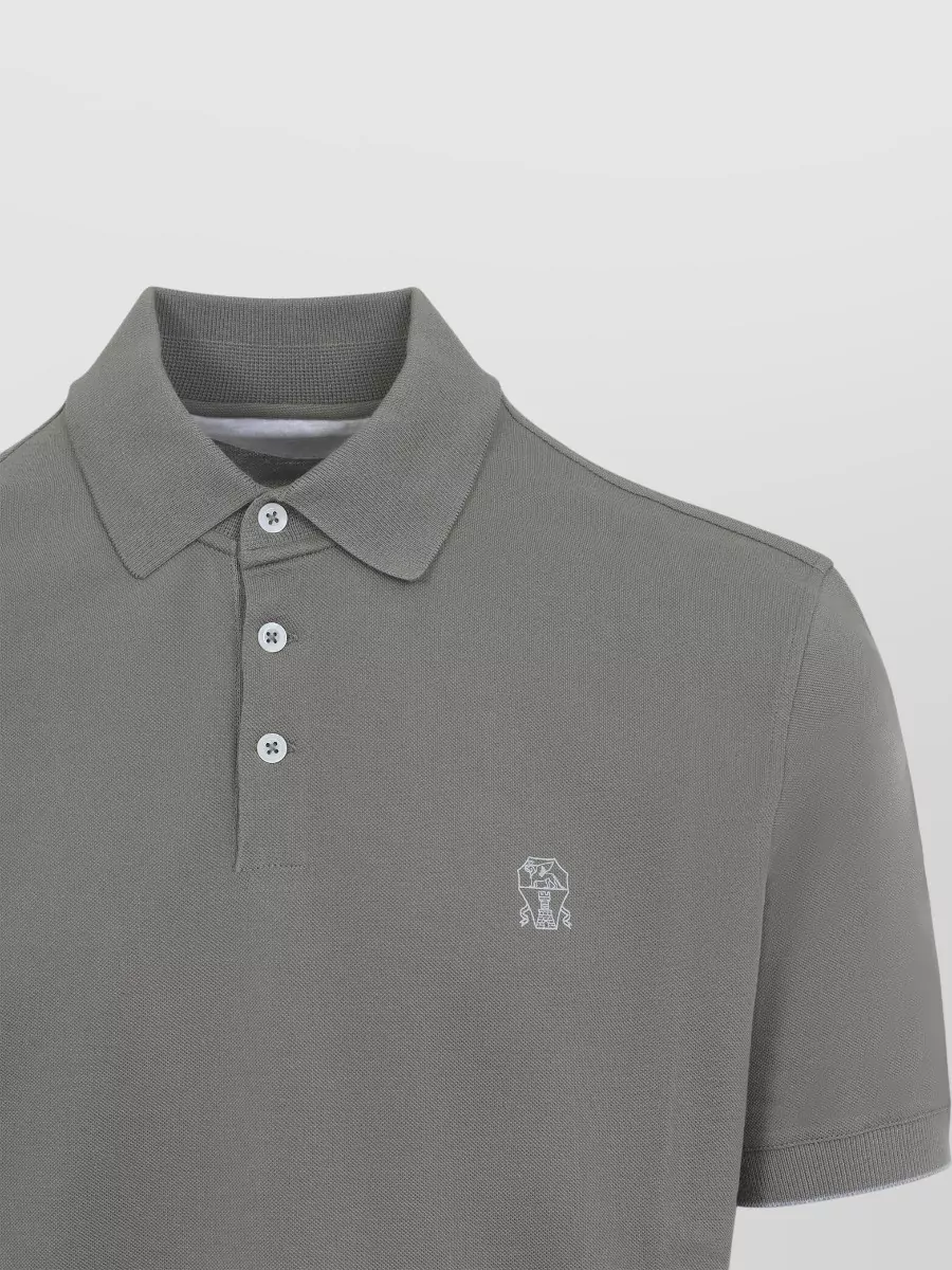 Brunello Cucinelli Cotton Piqué Shirt Short Sleeves Collar