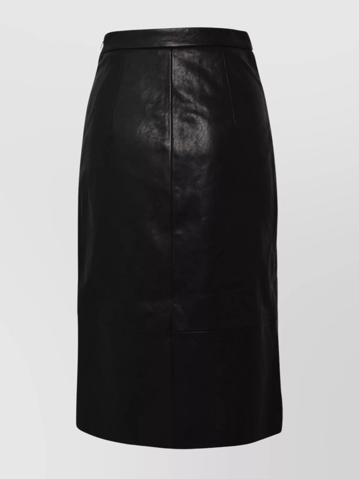 Shop Khaite Leather Skirt With High Waist And Panel Design