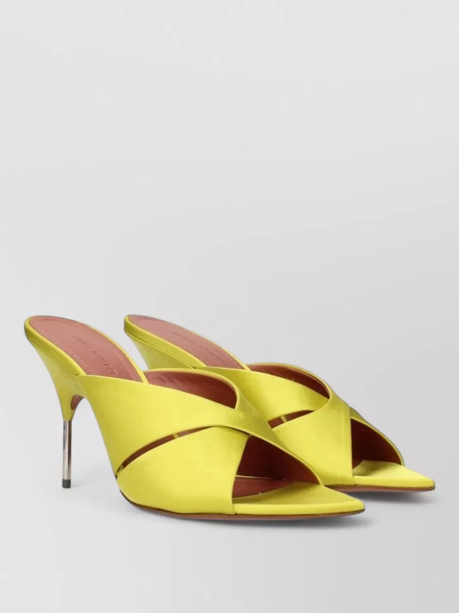 Amina Muaddi Satin Stiletto Mules