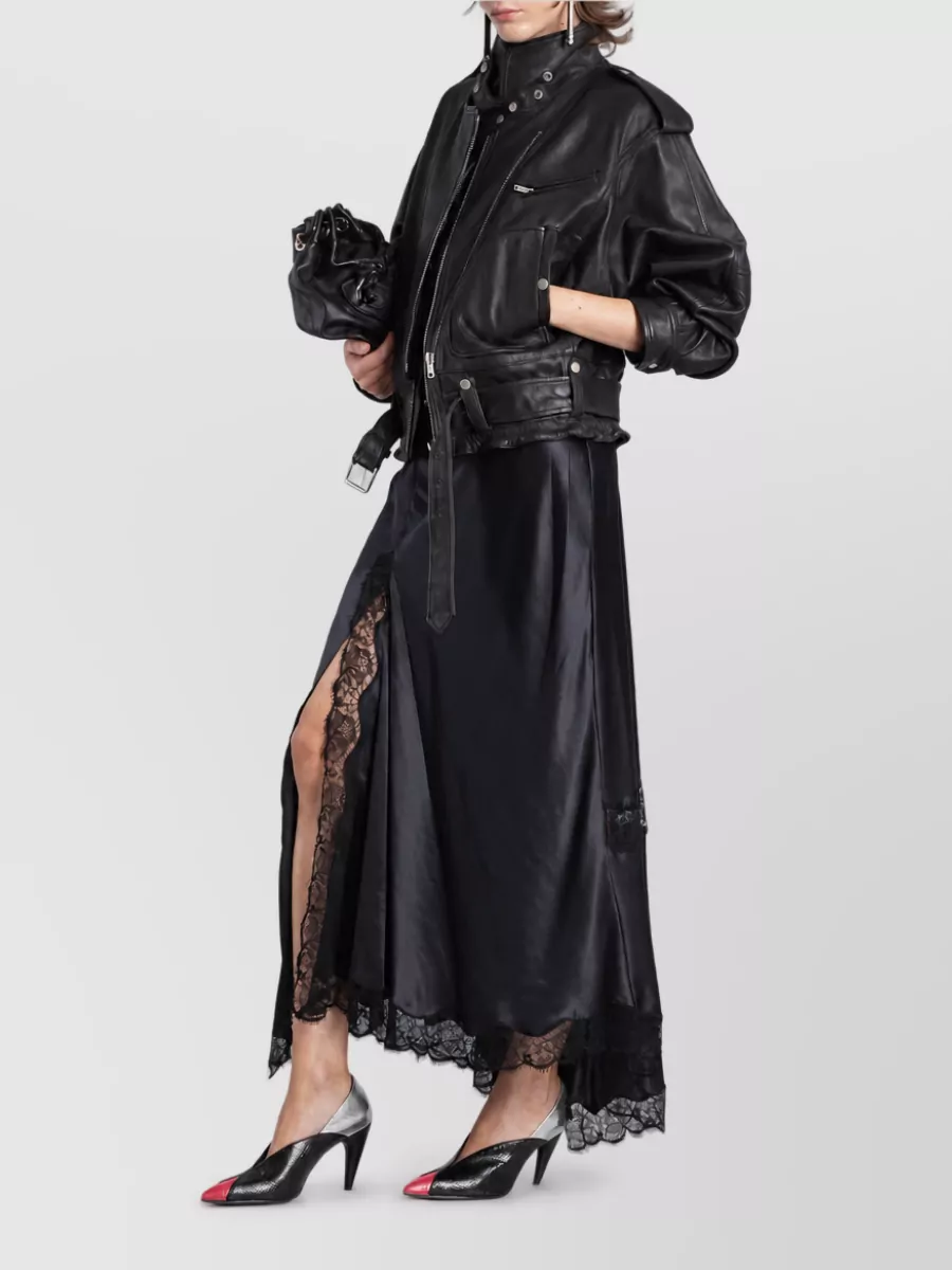 Isabel Marant Silk Lace Trim Asymmetric Midi Skirt