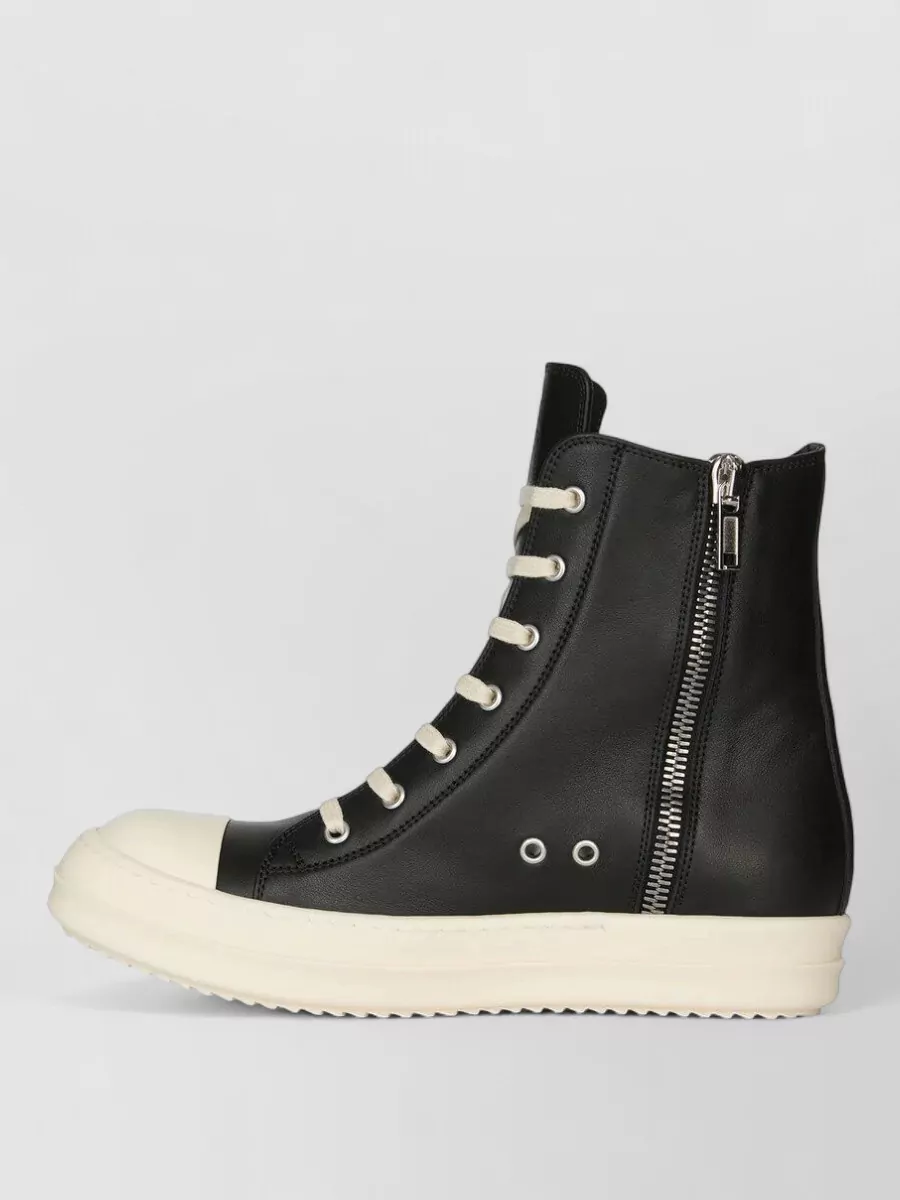 Rick Owens Leather High-Top Ankle Boots
