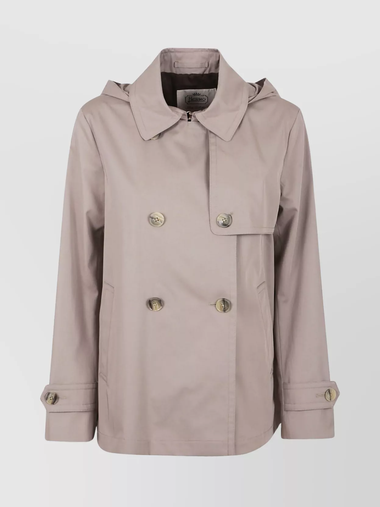 Herno Double-breasted Hooded Trench Coat