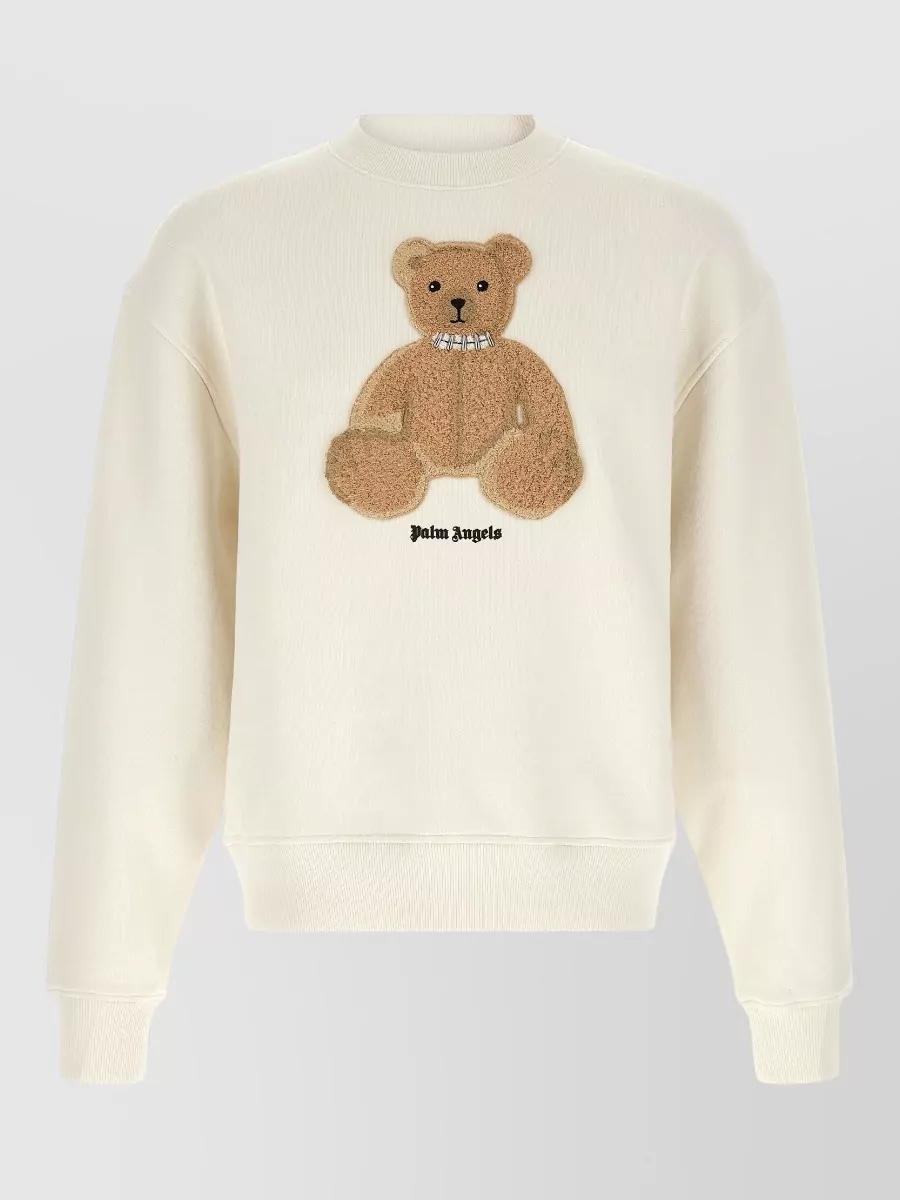 Palm Angels bear cotton logo-print crew-neck sweatshirt