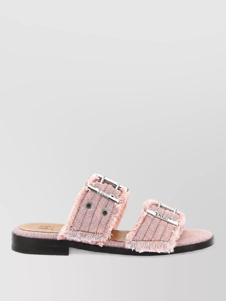 Ganni Fringed Denim Slides