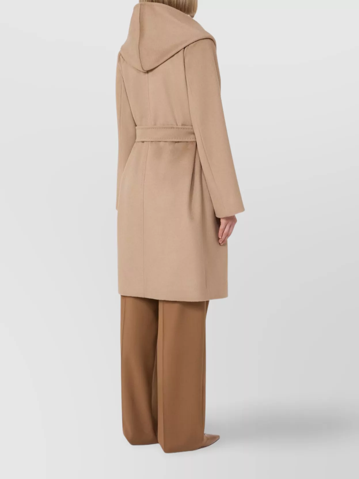 S Max Mara Waist Belted Hooded Wrap Coat