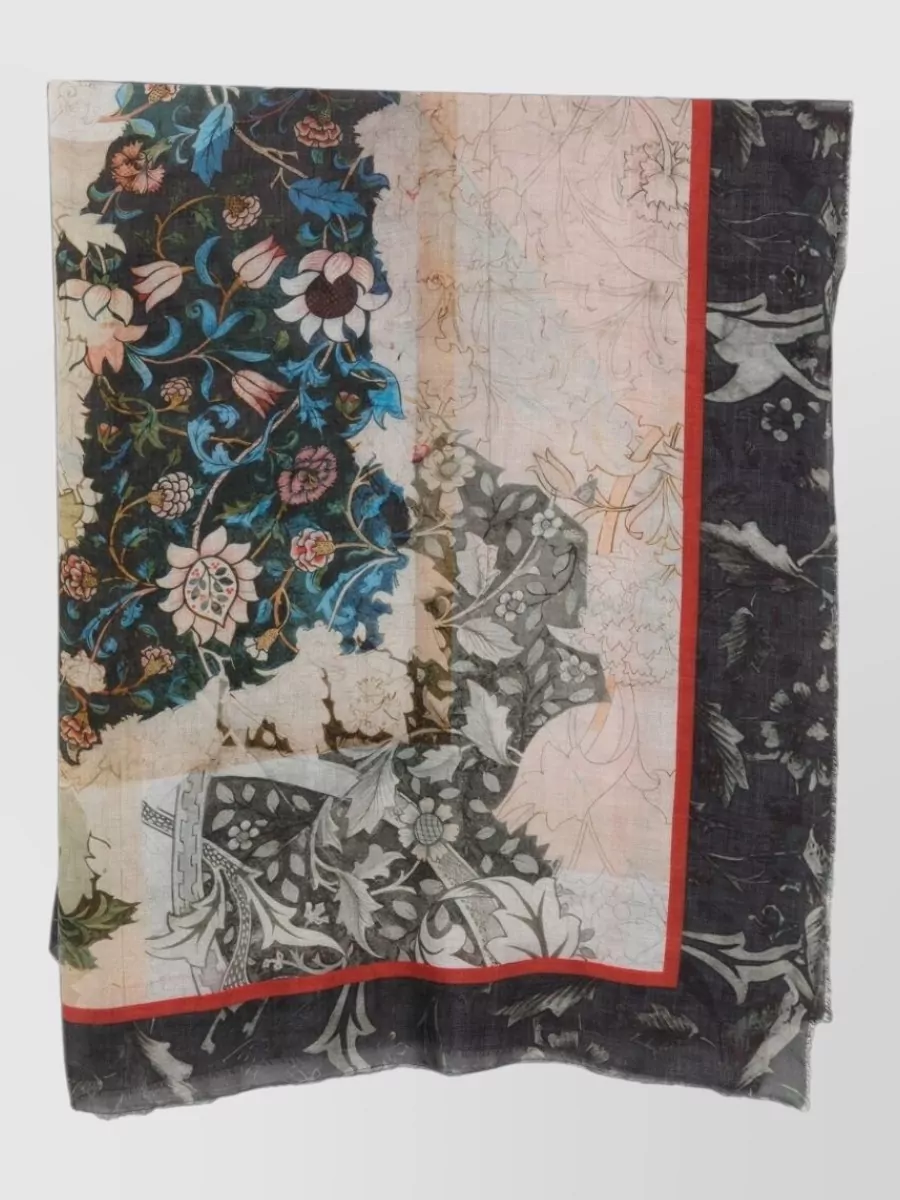 Faliero Sarti cashmere floral print panelled scarf