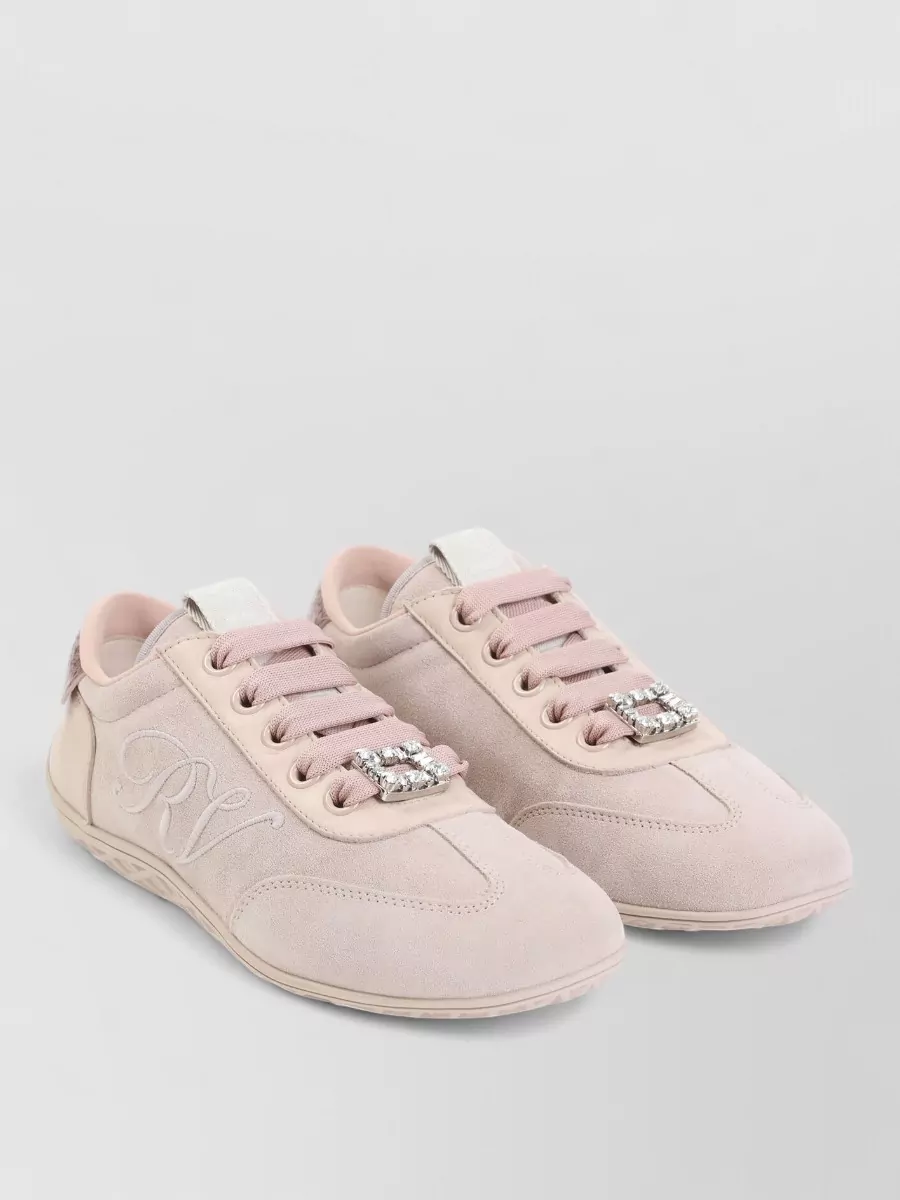 Roger Vivier suede leather low-top lace-up sneakers
